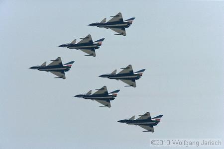 Chinese Air Force demonstration team August 1st  with their Chengdu J-10